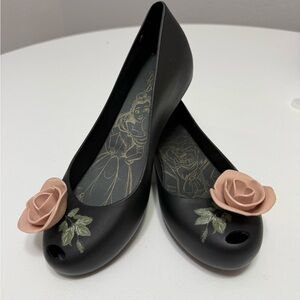 MELISSA - Beauty and the Beast Rose Black Flats